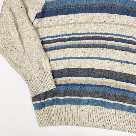 TRICOTS ST RAPHAEL Quarter Zip Striped Mock neck Speckled Pullover Sweater XL - Picture 7 of 13